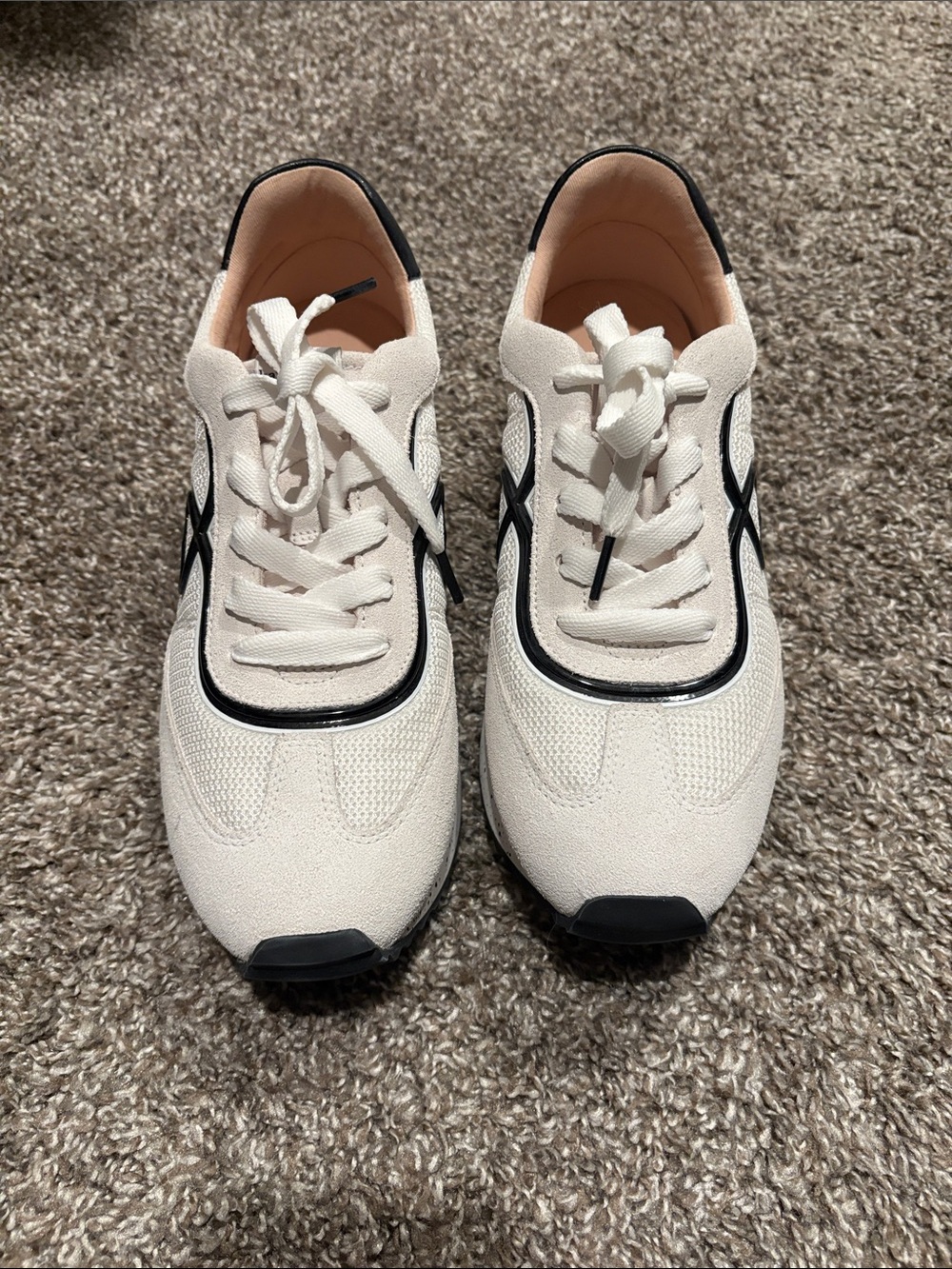 kate spade Cream and Black Mesh Lace-Up Sneakers